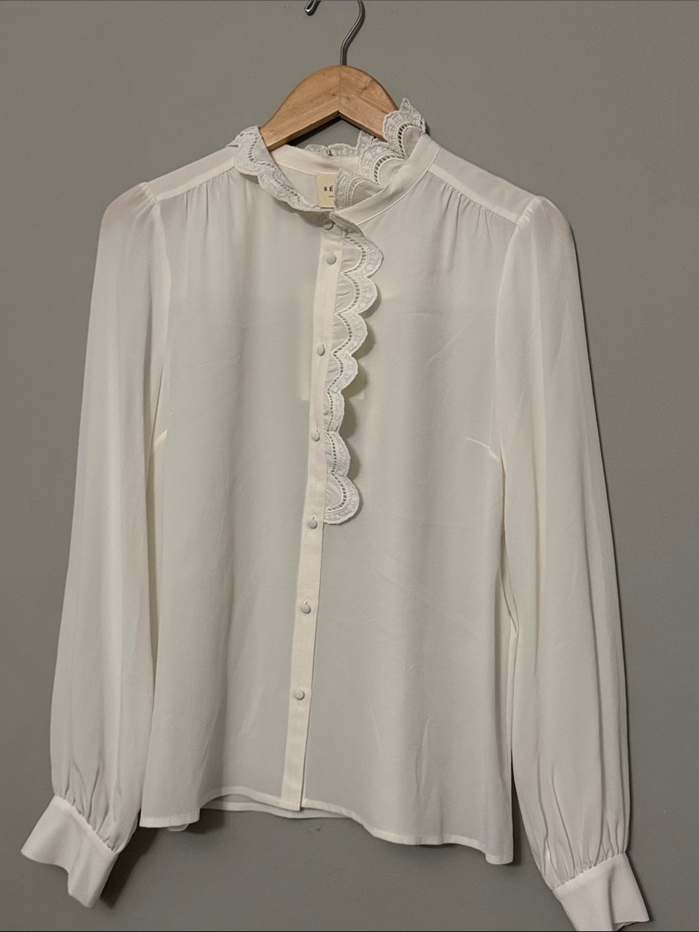 Sézane Chlo Shirt White Embroidered Blouse Sz 38 NWT - Picture 3 of 7